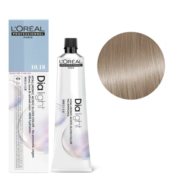 Фарба для волосся L'Oreal Professionnel Dia Light, відтінок 10.18, 60 мл Фарба для волосся L'Oreal Professionnel Dia Light, відтінок 10.18, 60 мл