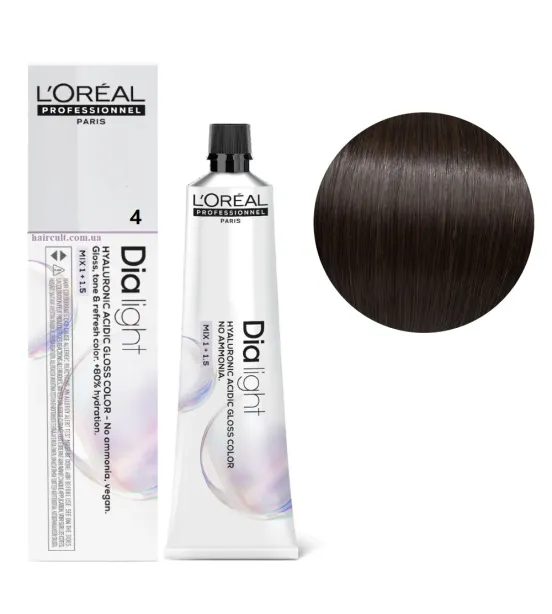 Фарба для волосся L'Oreal Professionnel Dia Light, відтінок 4, 60 мл Фарба для волосся L'Oreal Professionnel Dia Light, відтінок 4, 60 мл