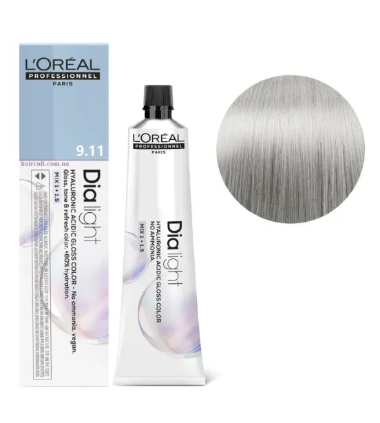 Фарба для волосся L'Oreal Professionnel Dia Light, відтінок 9.11, 60 мл Фарба для волосся L'Oreal Professionnel Dia Light, відтінок 9.11, 60 мл